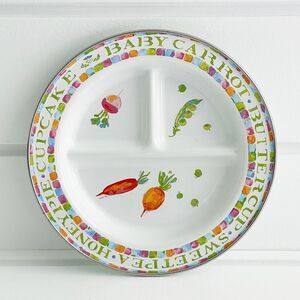 MacKenzie-Childs 3 Section Divided Child/Toddler Dish Plate Carrots Radish Peas